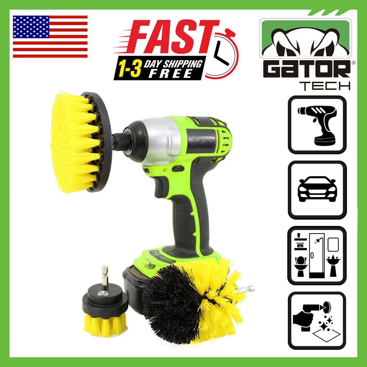 Drill Brushes Attachment Set 3-Pack Power Cleaner Cleaning Scrubber Tub Shower