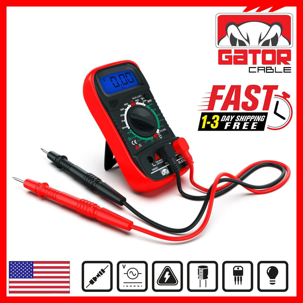 Digital Multimeter AC DC Voltmeter Ammeter Ohmmeter Volt Tester Meter 9V Power