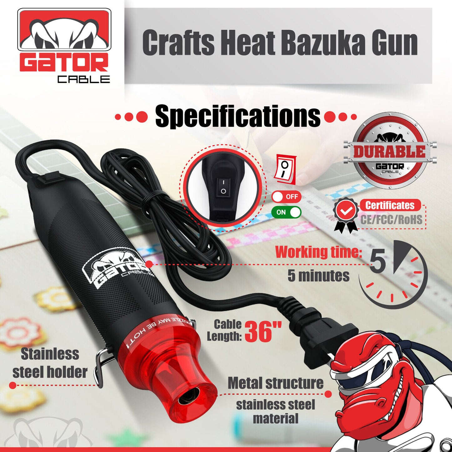 Hot Air Gun Heat Blowgun Embossing Drying Tool Crafts Paint Glue Multi-Purpose