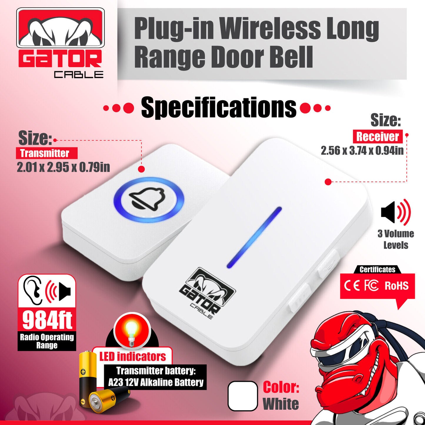 Wireless Doorbell Plug-In LED Lights Waterproof Long Range Receiver Remote LOUD
