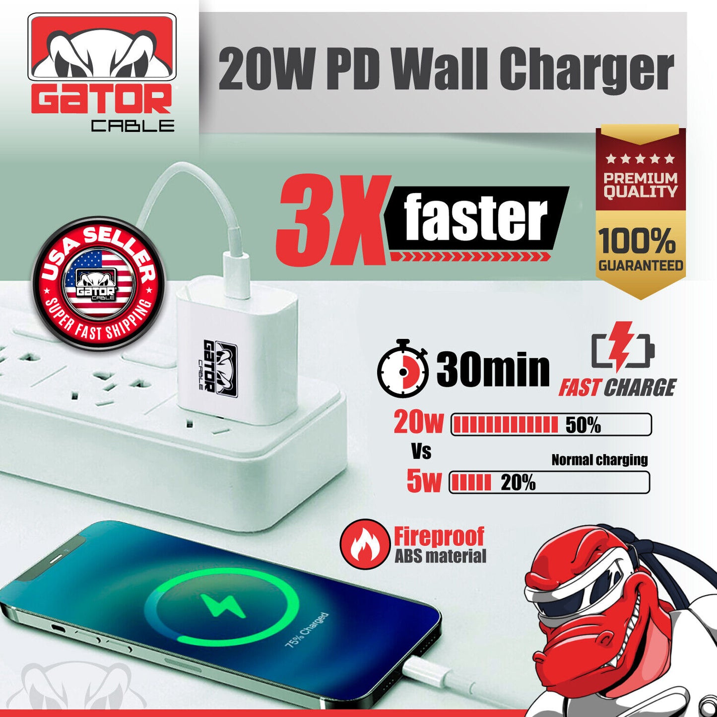 PD 20W USB-C Fast Wall Charger Adapter for iPhone 11 12 13 14 15 Pro Max Samsung