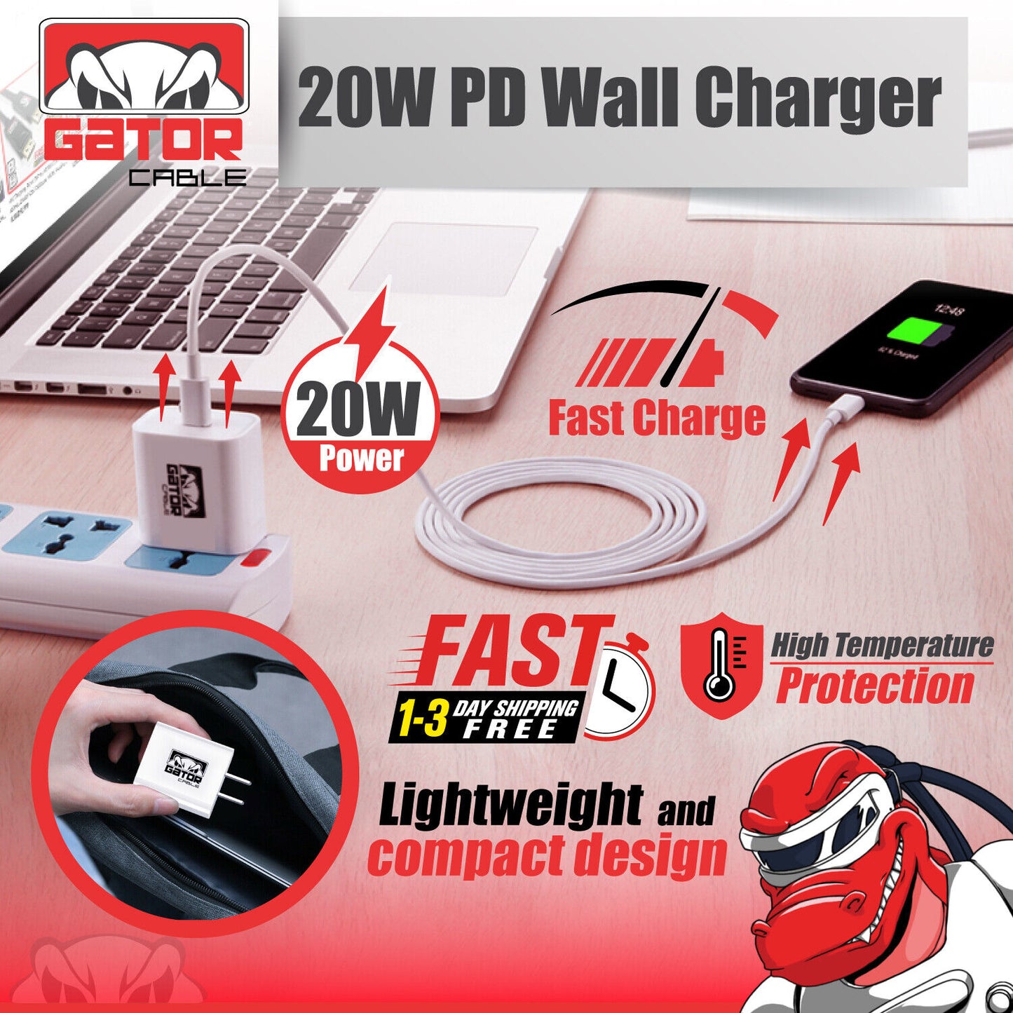 PD 20W USB-C Fast Wall Charger Adapter for iPhone 11 12 13 14 15 Pro Max Samsung