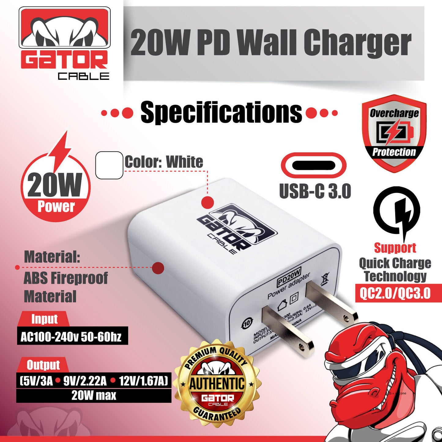 PD 20W USB-C Fast Wall Charger Adapter for iPhone 11 12 13 14 15 Pro Max Samsung