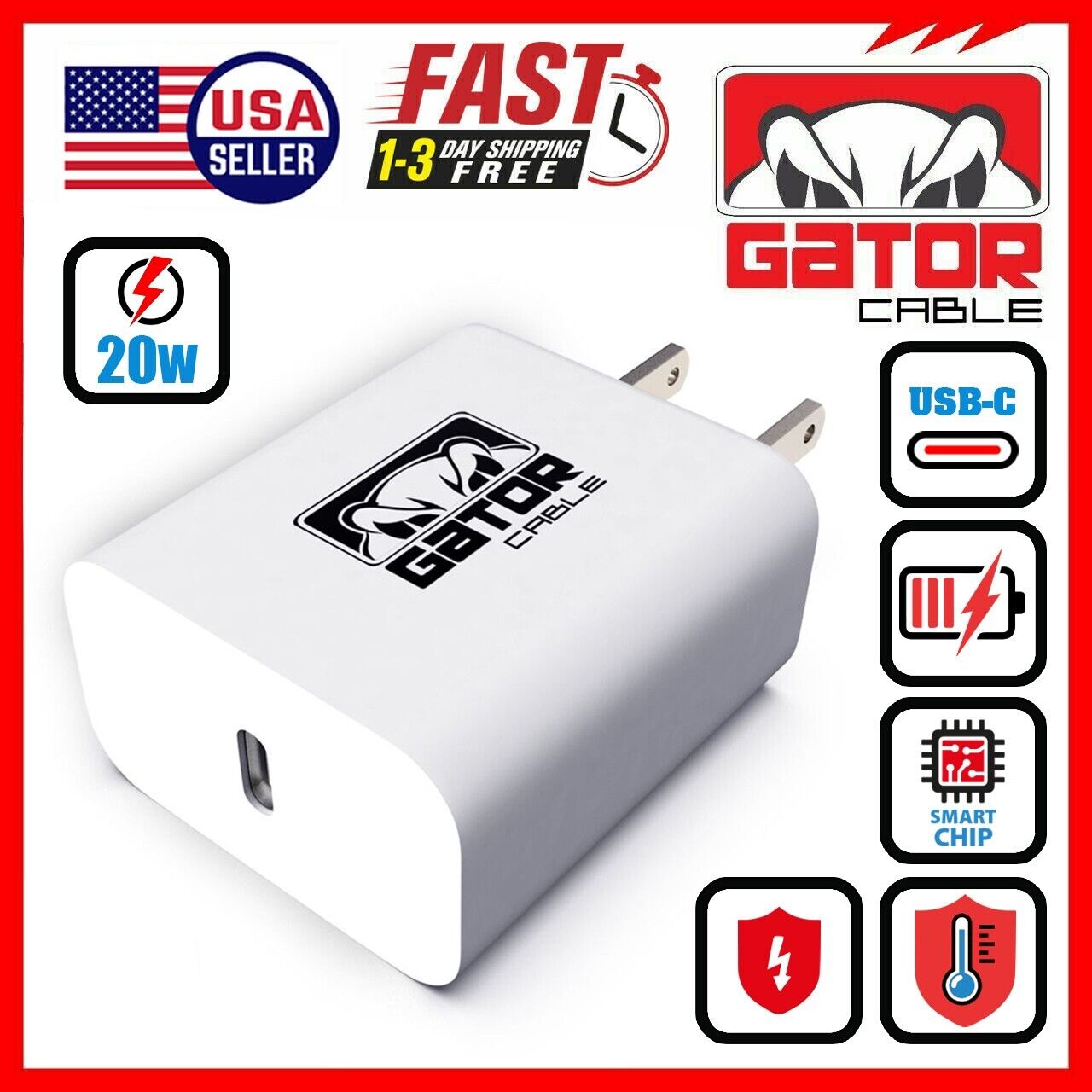 PD 20W USB-C Fast Wall Charger Adapter for iPhone 11 12 13 14 15 Pro Max Samsung