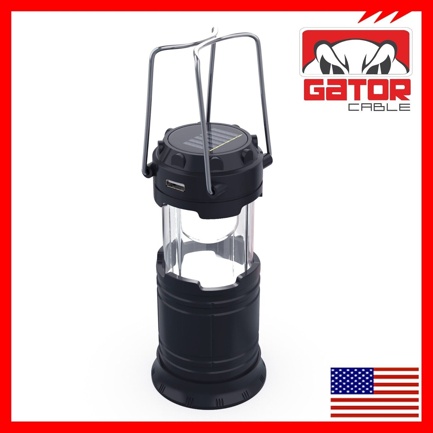 Solar Portable Rechargeable LED Camping Lantern Flashlight Lamp USB Power Bank