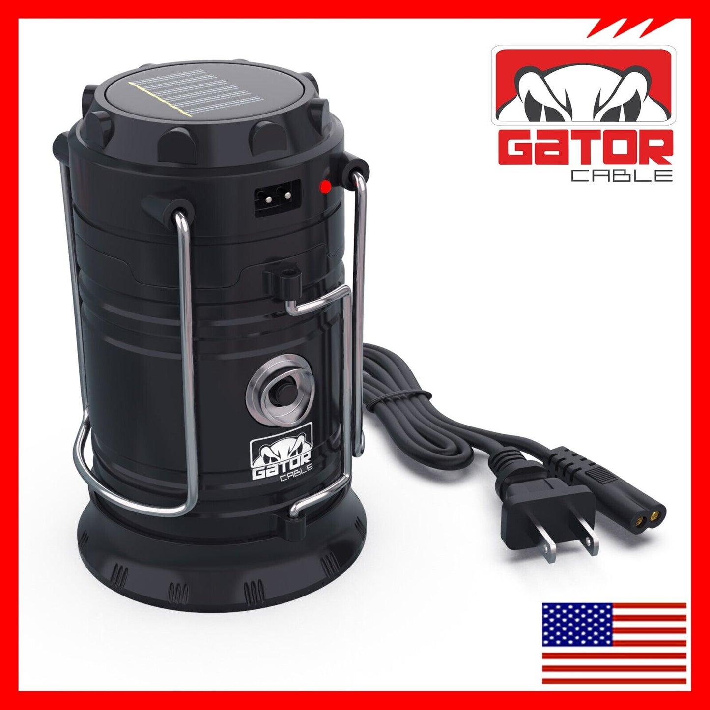 Solar Portable Rechargeable LED Camping Lantern Flashlight Lamp USB Power Bank