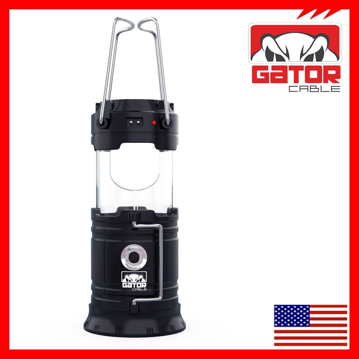 Solar Portable Rechargeable LED Camping Lantern Flashlight Lamp USB Power Bank