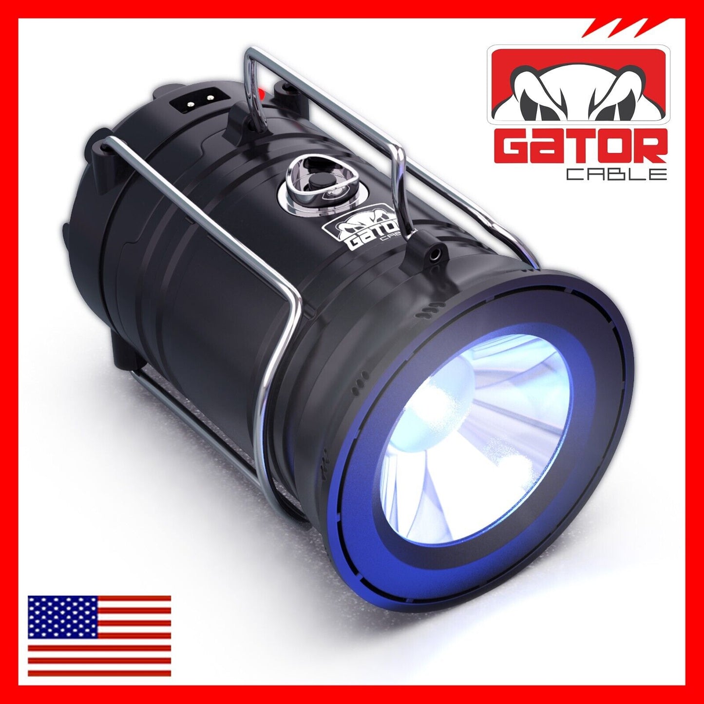 Solar Portable Rechargeable LED Camping Lantern Flashlight Lamp USB Power Bank