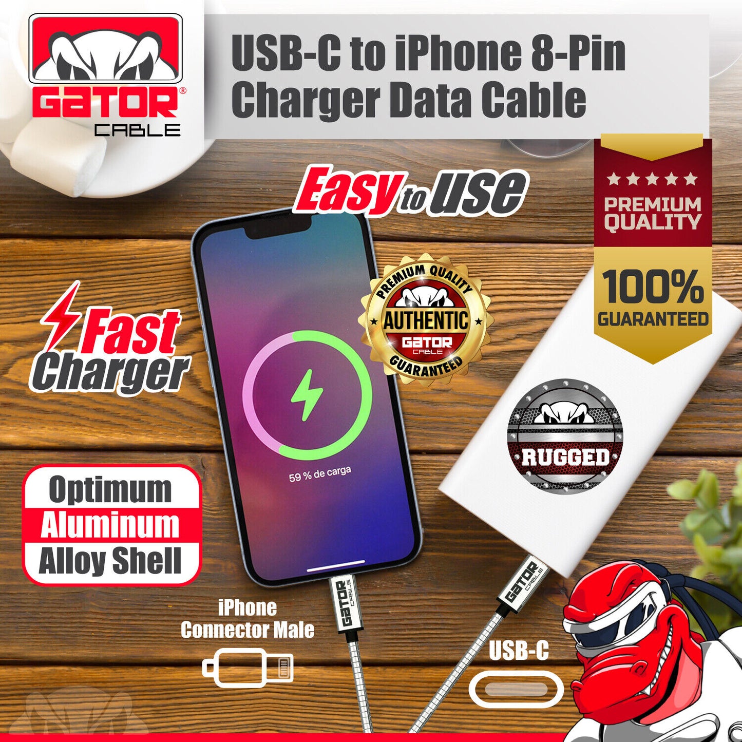 USB-C Fast Charger Cable PD 20W For iPhone 7 8 X 11 12 13 14 Pro Max Plus Metal