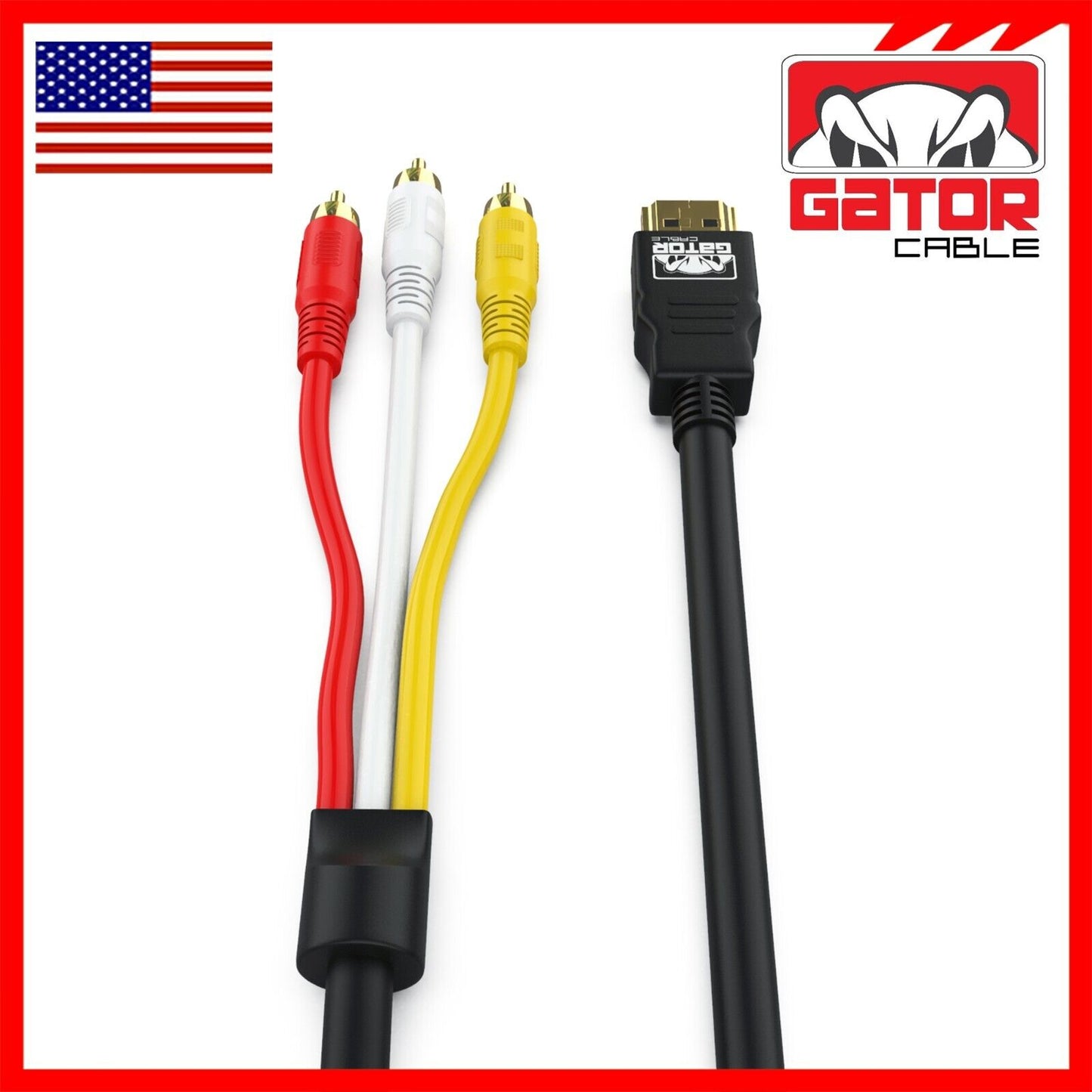 HDMI To 3 RCA Video Audio AV Component Converter Adapter HD Cable 1080P HDTV 5FT