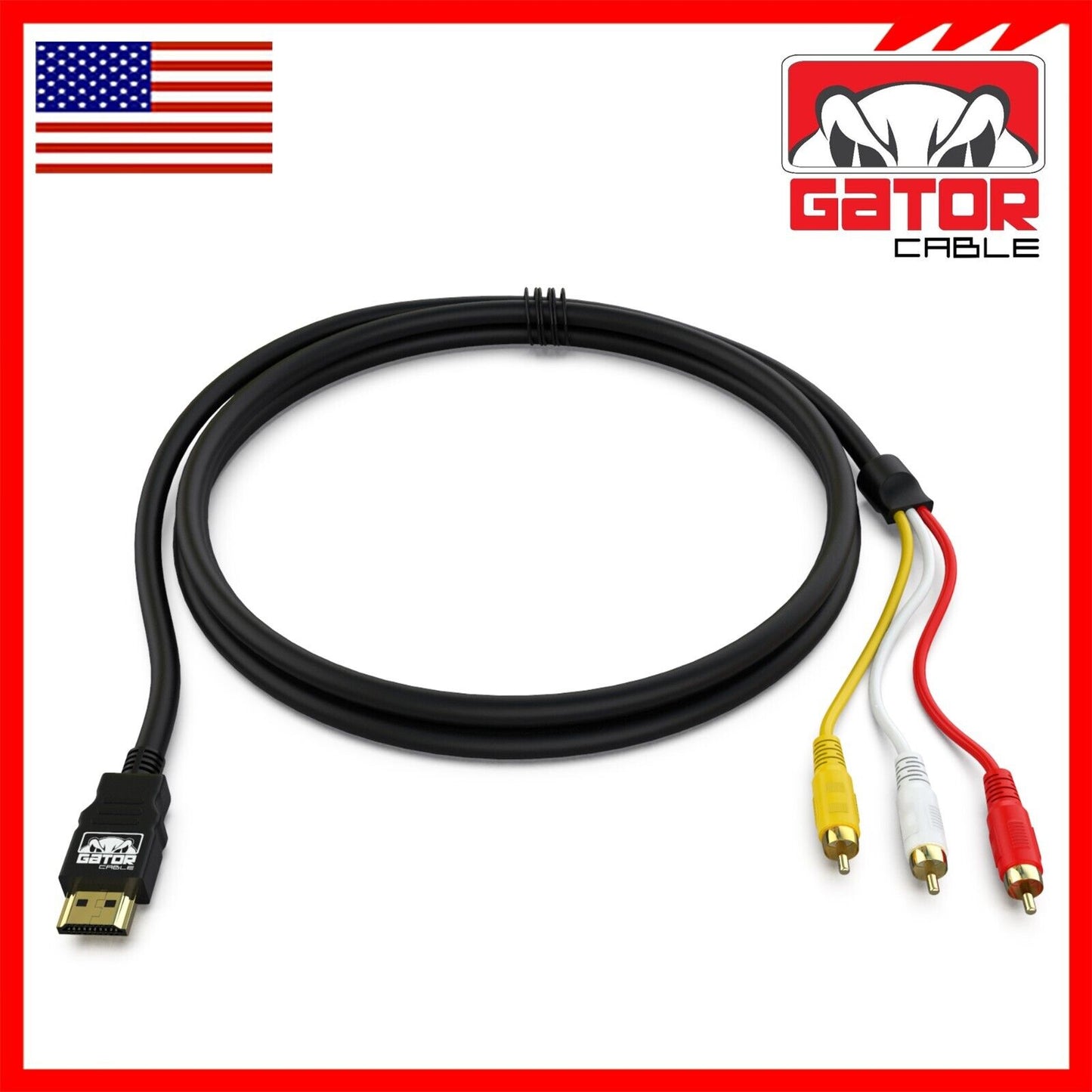 HDMI To 3 RCA Video Audio AV Component Converter Adapter HD Cable 1080P HDTV 5FT