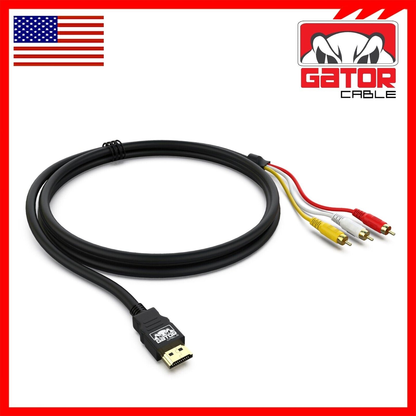 HDMI To 3 RCA Video Audio AV Component Converter Adapter HD Cable 1080P HDTV 5FT