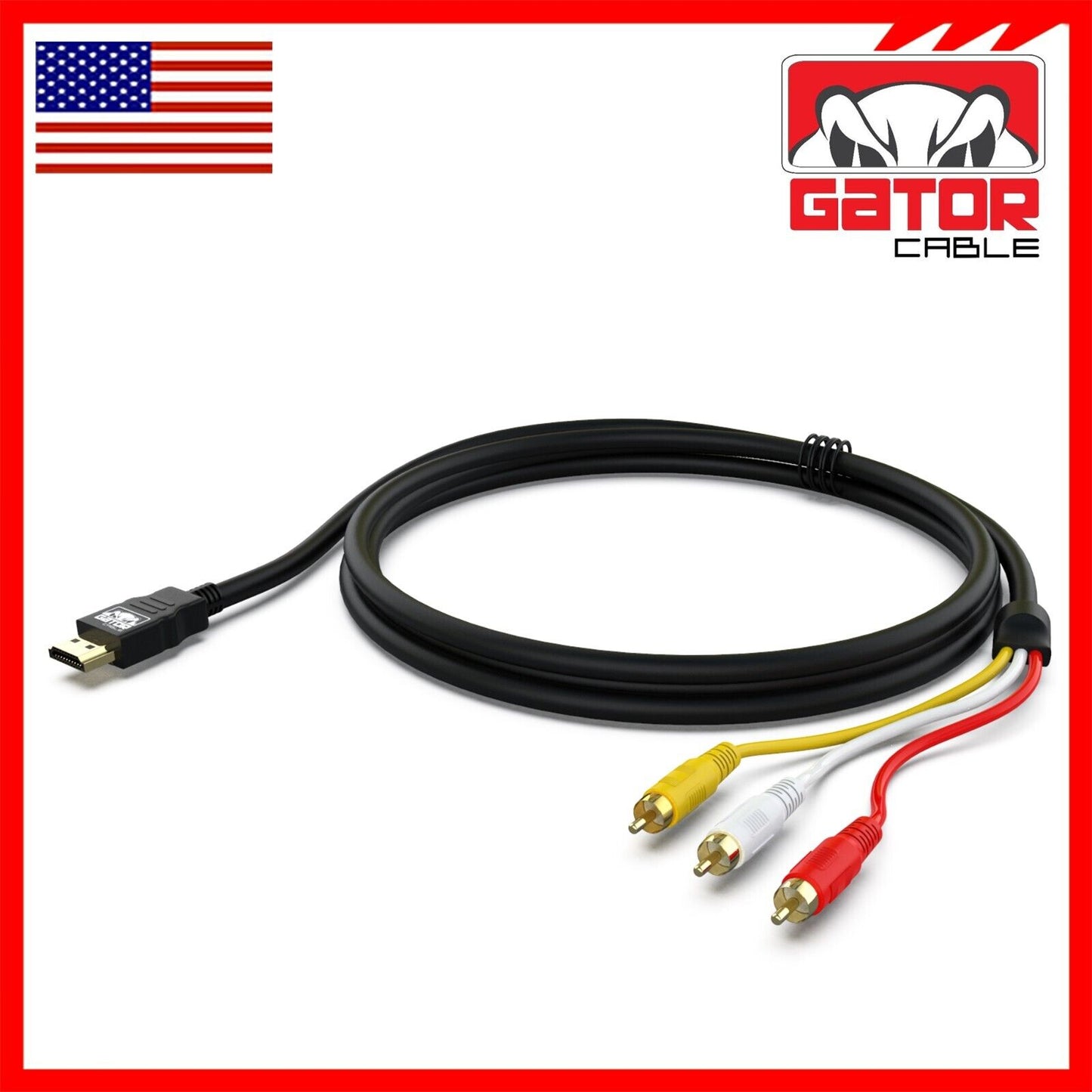 HDMI To 3 RCA Video Audio AV Component Converter Adapter HD Cable 1080P HDTV 5FT
