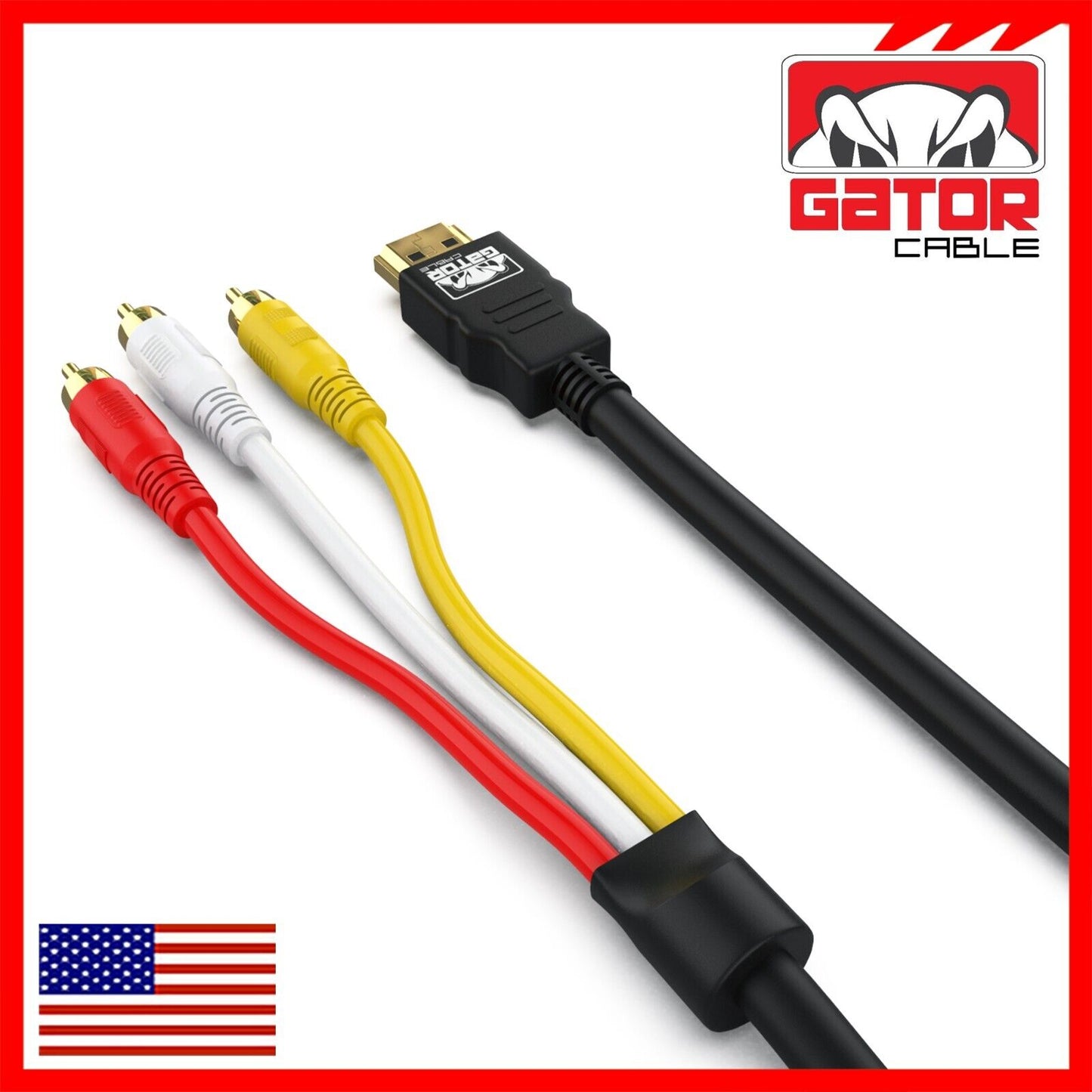 HDMI To 3 RCA Video Audio AV Component Converter Adapter HD Cable 1080P HDTV 5FT