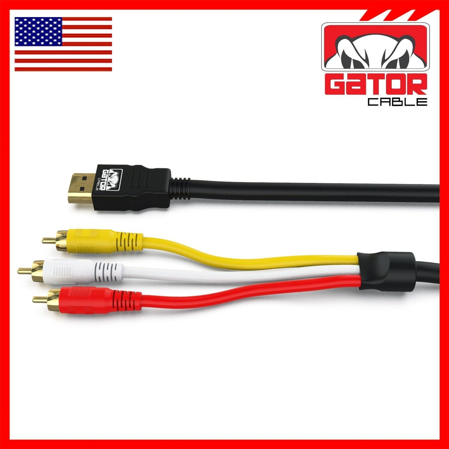 HDMI To 3 RCA Video Audio AV Component Converter Adapter HD Cable 1080P HDTV 5FT