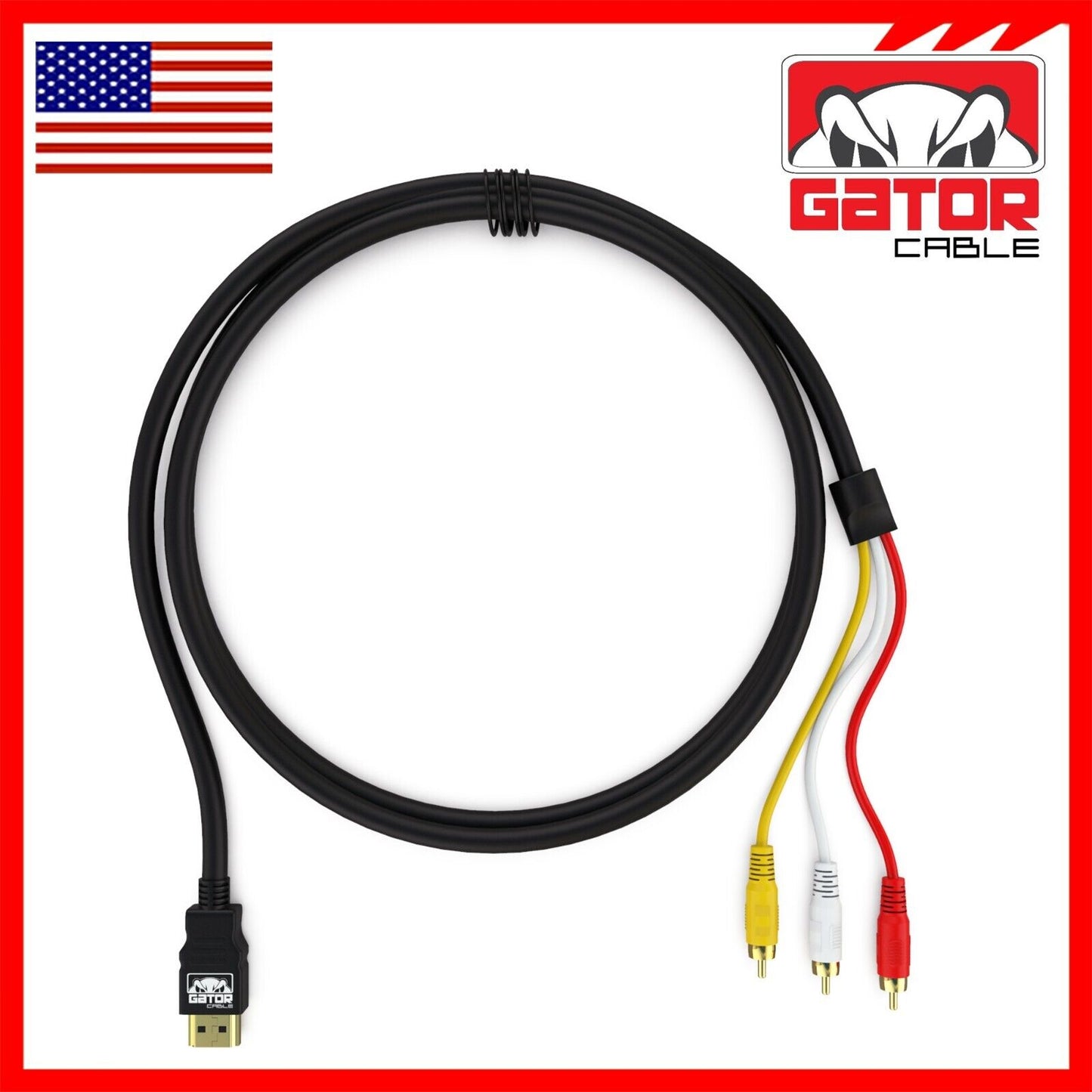HDMI To 3 RCA Video Audio AV Component Converter Adapter HD Cable 1080P HDTV 5FT