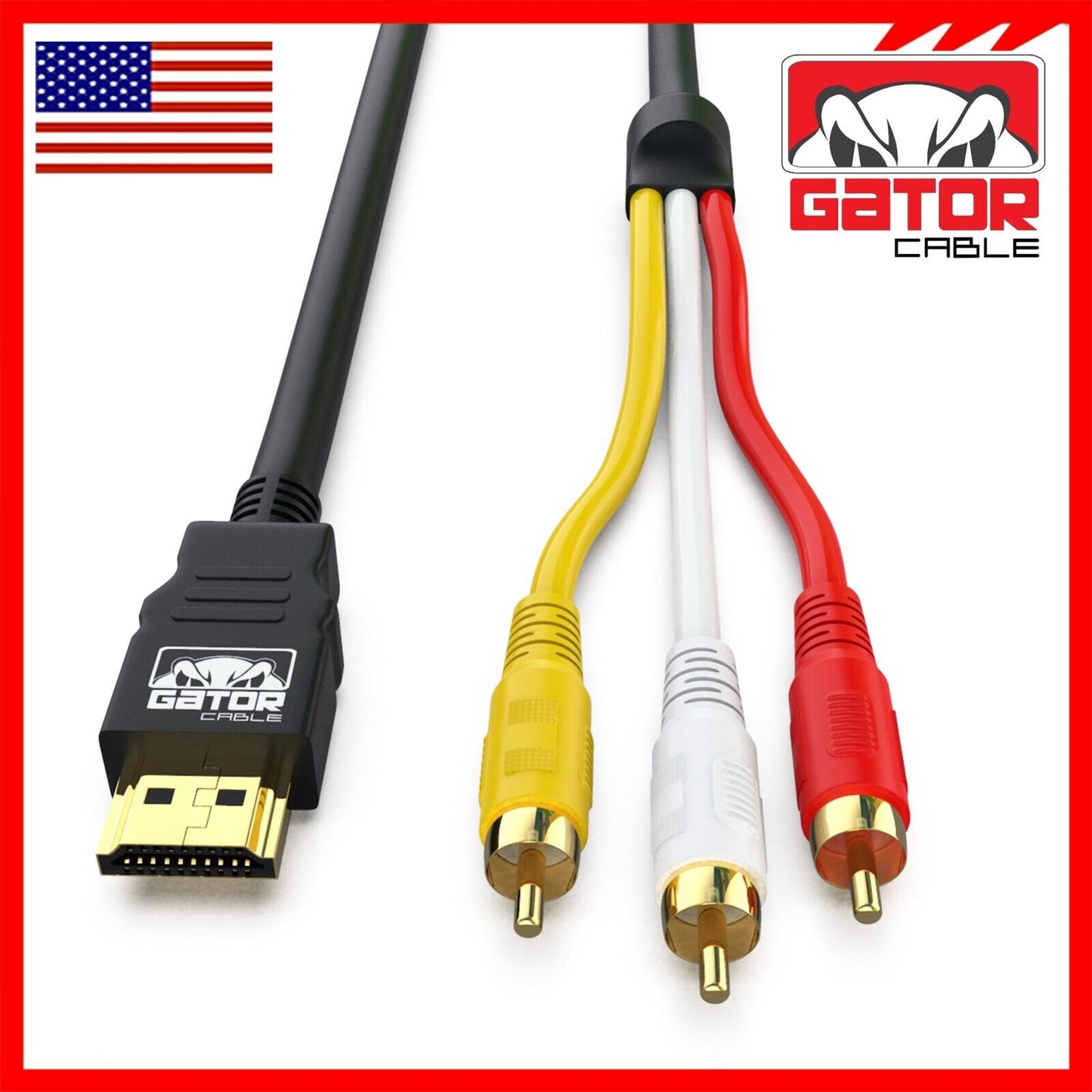 HDMI To 3 RCA Video Audio AV Component Converter Adapter HD Cable 1080P HDTV 5FT