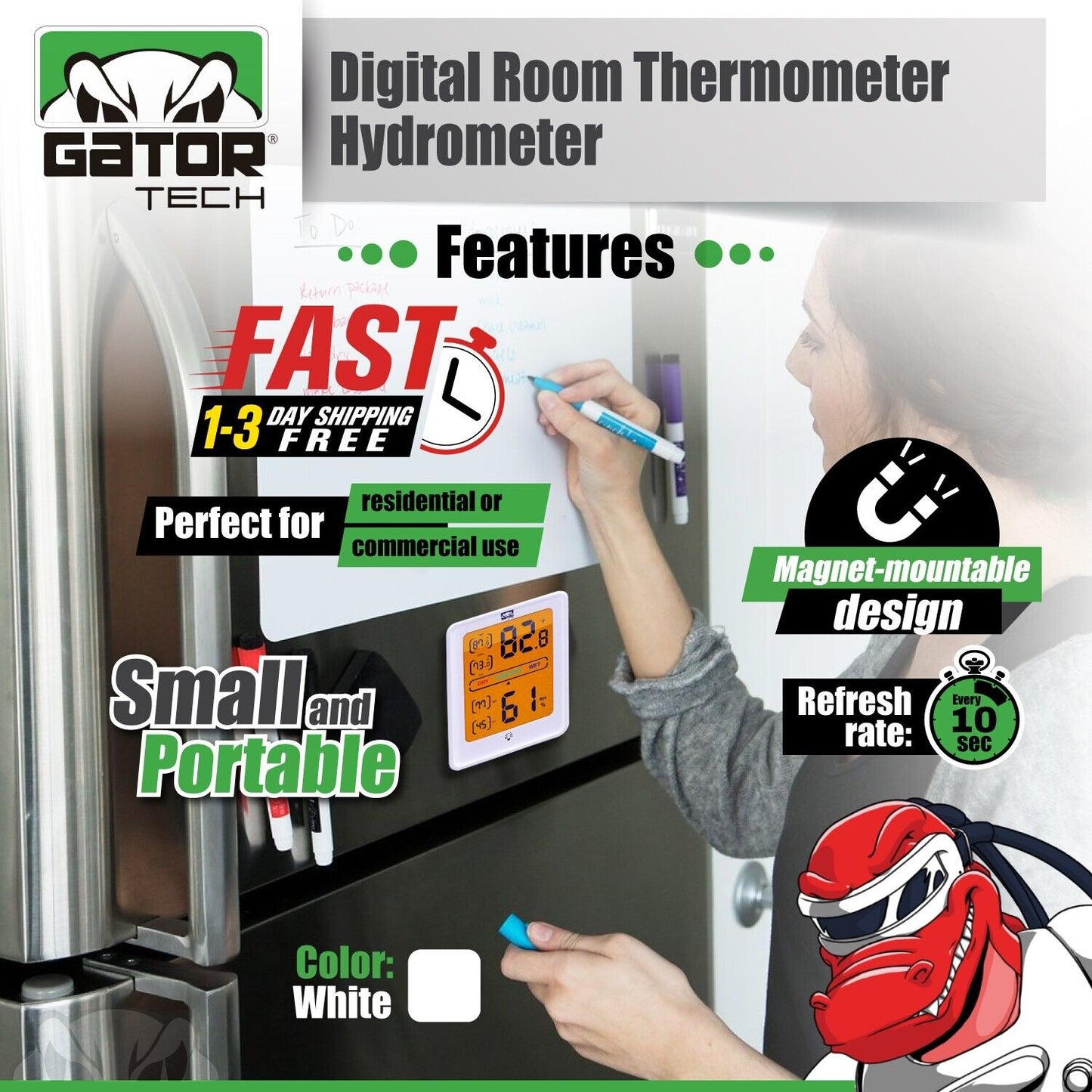 Digital LCD Indoor Thermometer Hygrometer Room Humidity Meter Magnetic Backlit