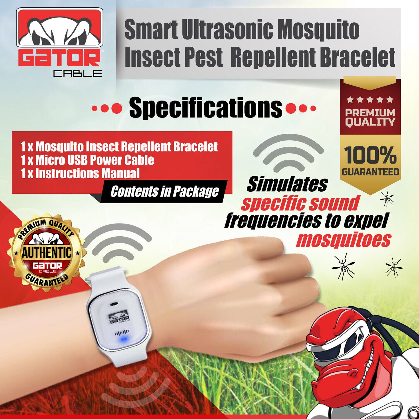 Ultrasonic Anti Mosquito Insect Pest Bugs Repellent Repeller Wrist Bracelet Band