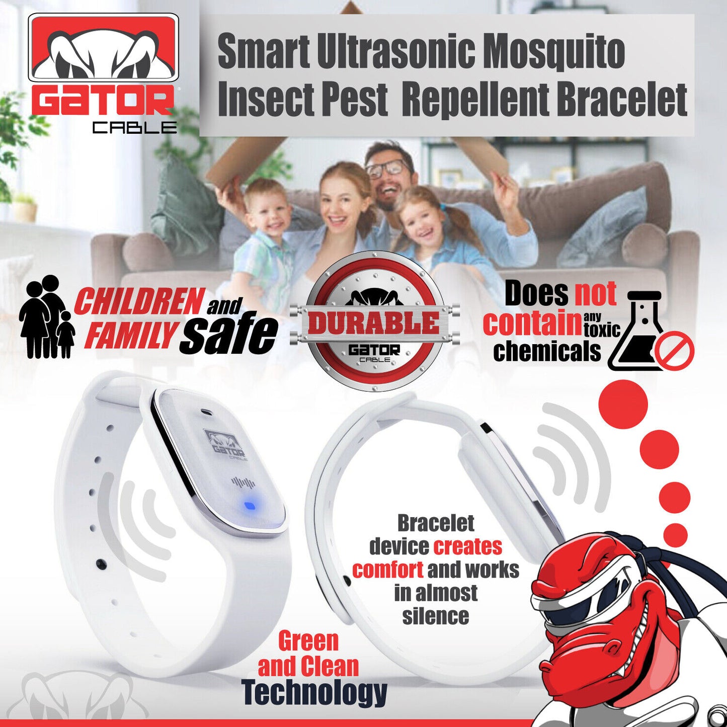 Ultrasonic Anti Mosquito Insect Pest Bugs Repellent Repeller Wrist Bracelet Band