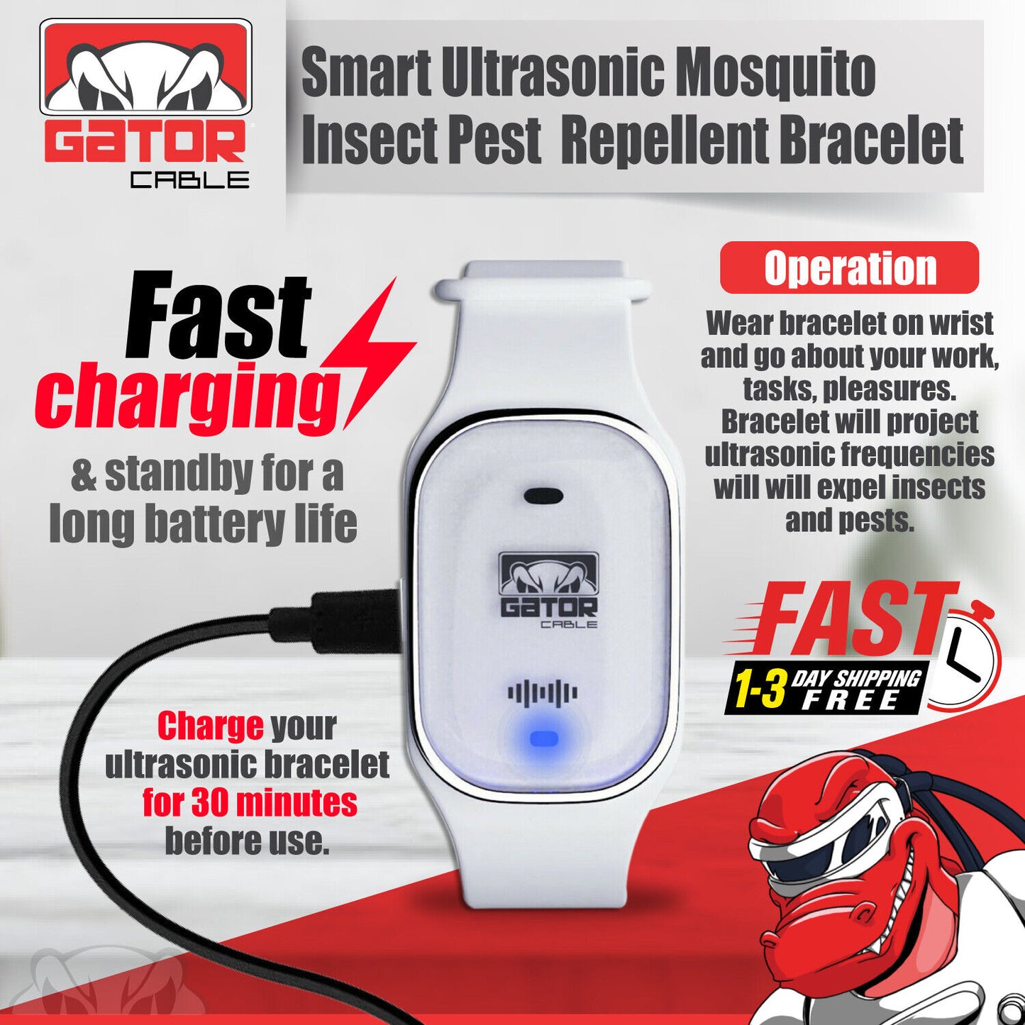 Ultrasonic Anti Mosquito Insect Pest Bugs Repellent Repeller Wrist Bracelet Band