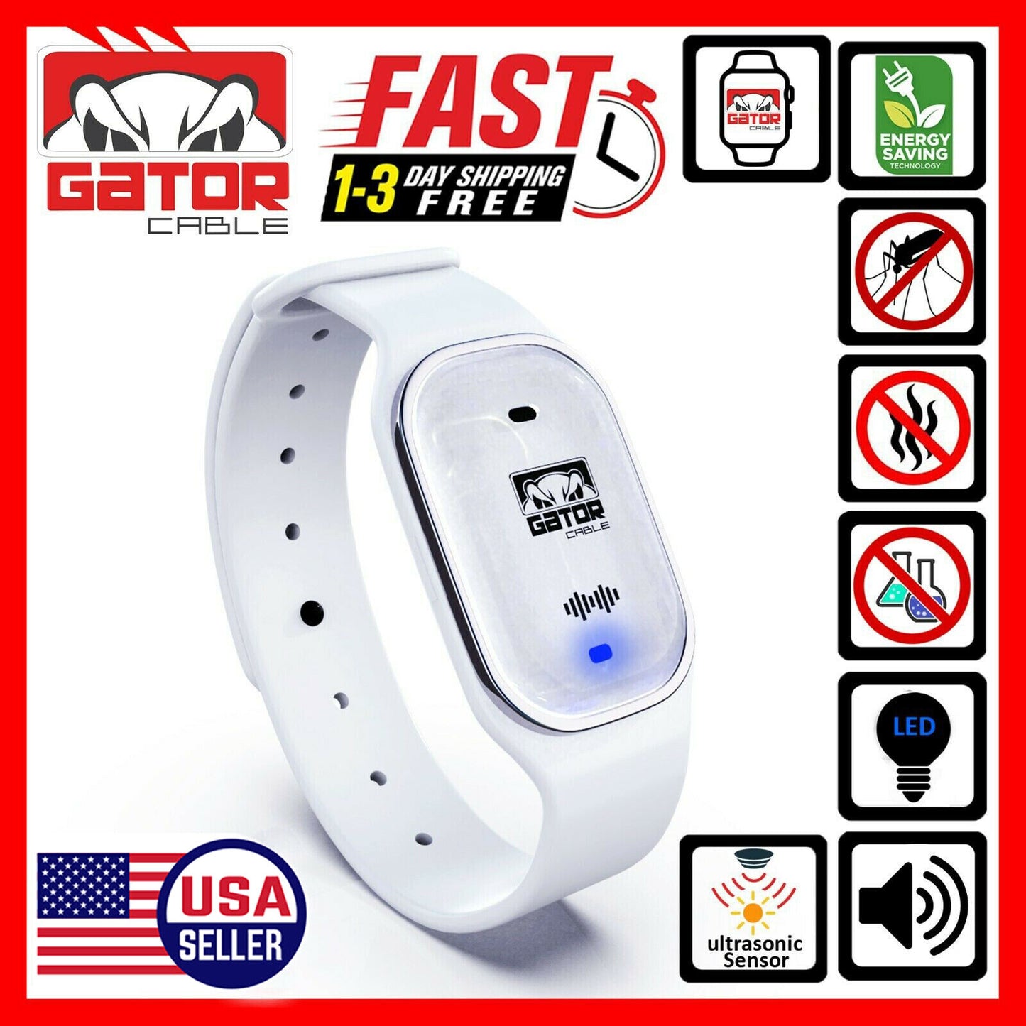 Ultrasonic Anti Mosquito Insect Pest Bugs Repellent Repeller Wrist Bracelet Band