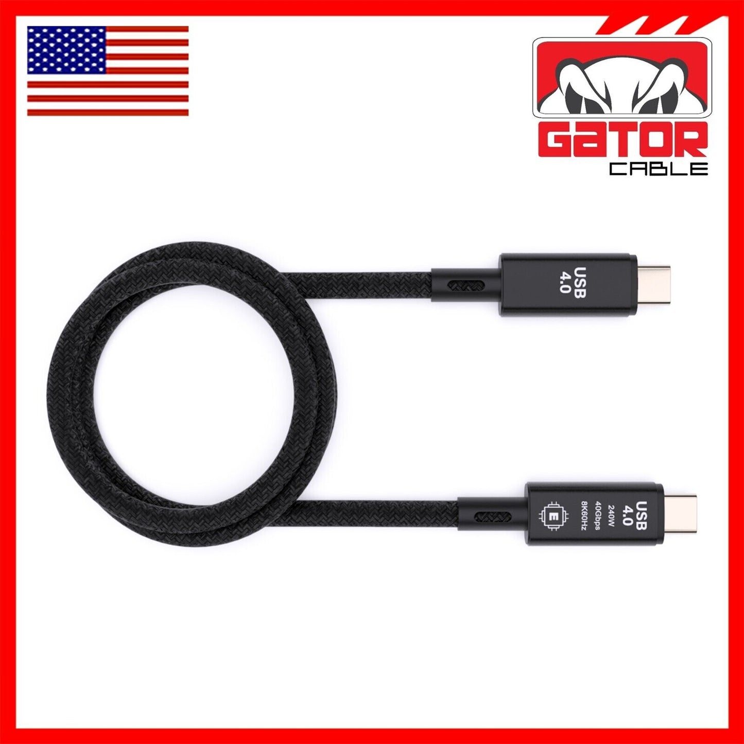 Thunderbolt 4 3 USB-C 4.0 Cable Charger Data 40Gbps PD 240W 8K Video Display UHD