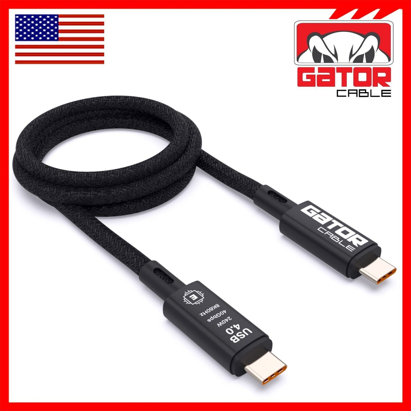 Thunderbolt 4 3 USB-C 4.0 Cable Charger Data 40Gbps PD 240W 8K Video Display UHD