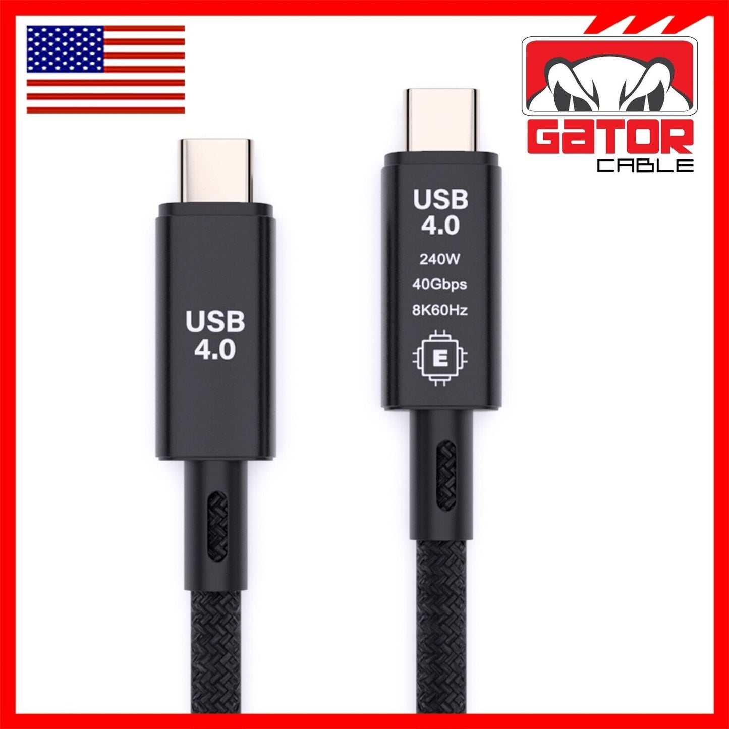 Thunderbolt 4 3 USB-C 4.0 Cable Charger Data 40Gbps PD 240W 8K Video Display UHD