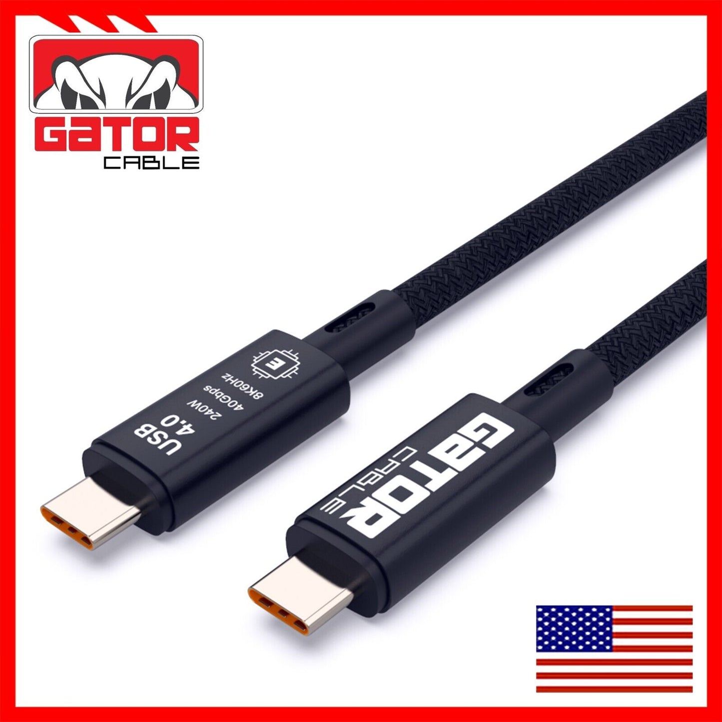Thunderbolt 4 3 USB-C 4.0 Cable Charger Data 40Gbps PD 240W 8K Video Display UHD