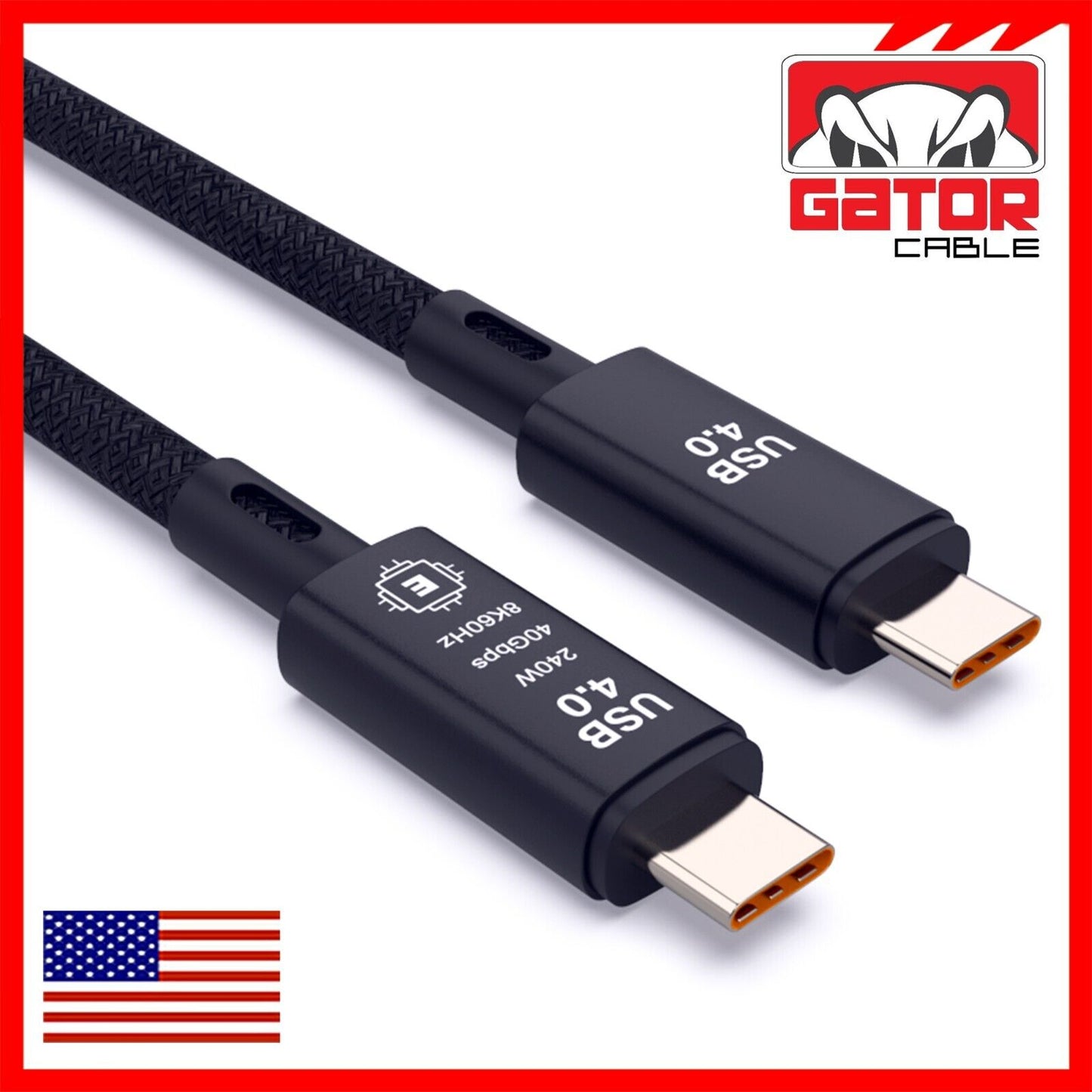 Thunderbolt 4 3 USB-C 4.0 Cable Charger Data 40Gbps PD 240W 8K Video Display UHD