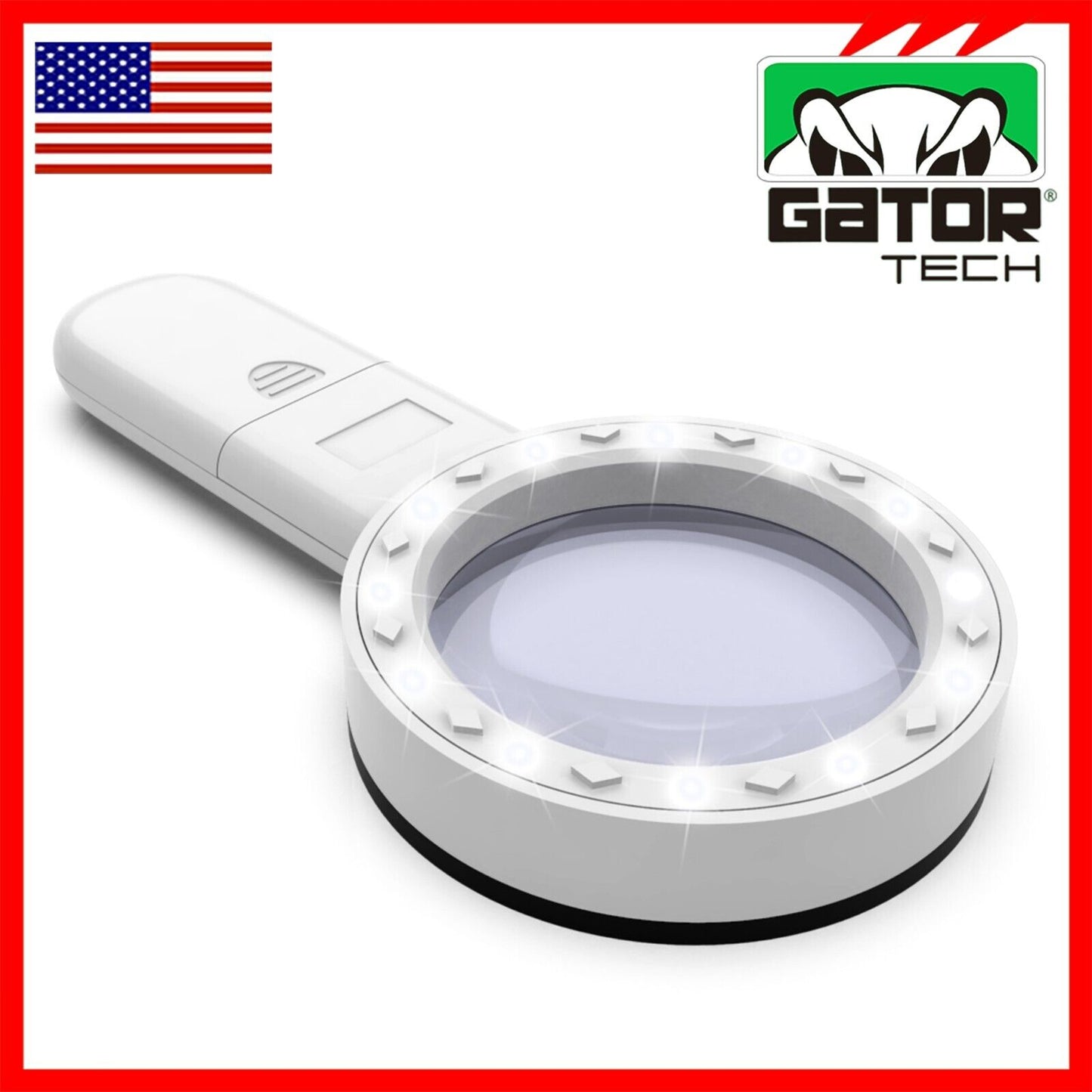 Magnifying Glass Bright LED Light Handheld Jumbo Illuminated 30X Magnifier Large