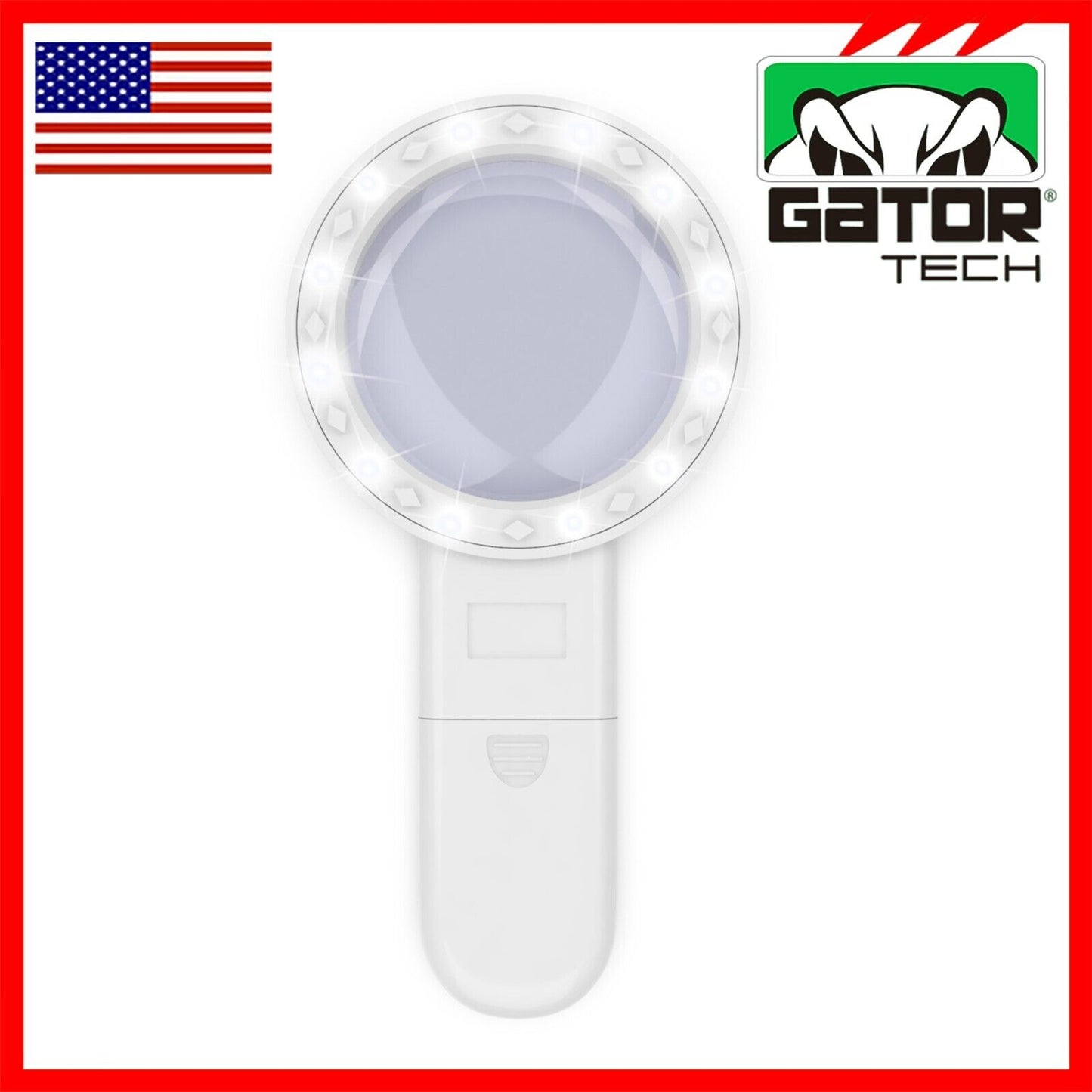 Magnifying Glass Bright LED Light Handheld Jumbo Illuminated 30X Magnifier Large