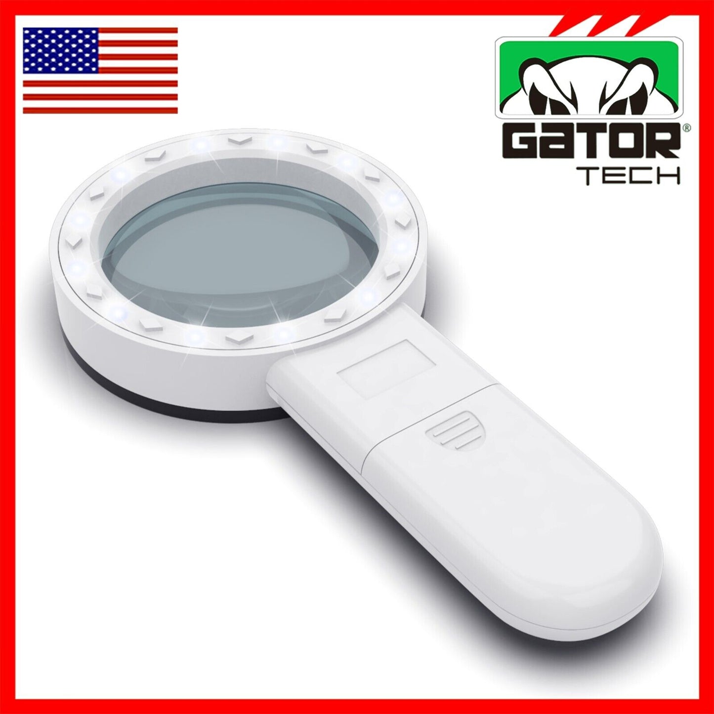 Magnifying Glass Bright LED Light Handheld Jumbo Illuminated 30X Magnifier Large
