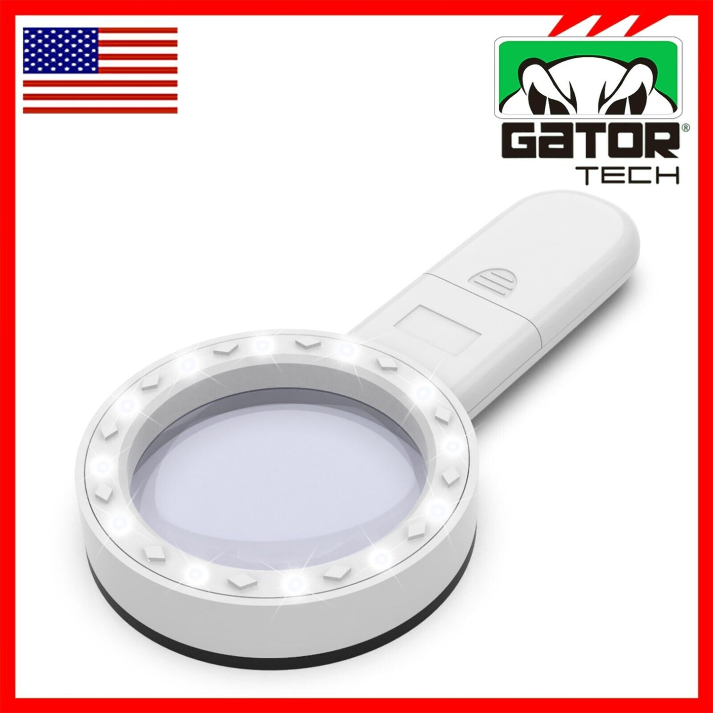 Magnifying Glass Bright LED Light Handheld Jumbo Illuminated 30X Magnifier Large