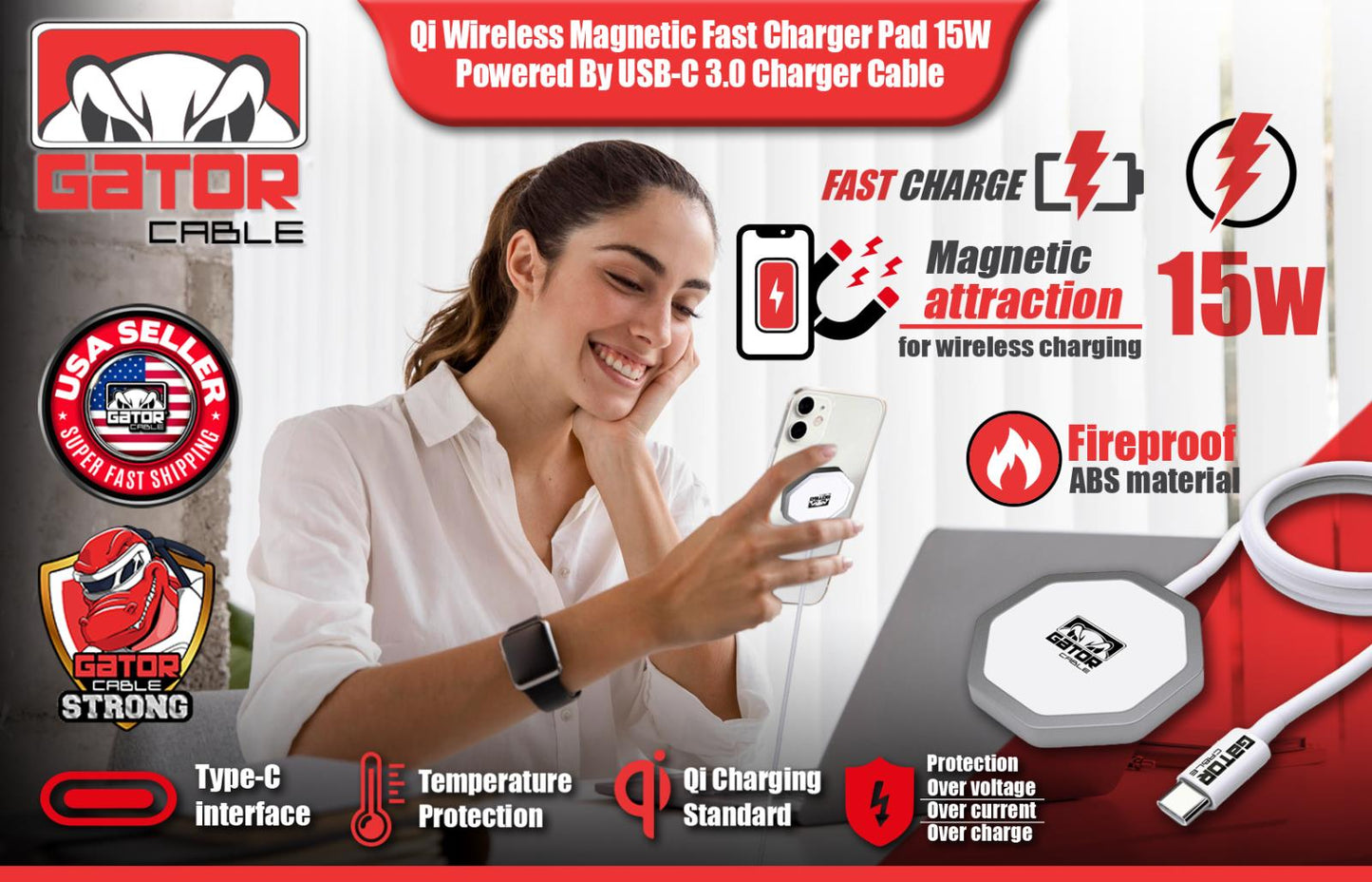 MagSafe Magnetic Wireless Fast Charger Pad for iPhone 12 13 14 15 Pro Max Plus