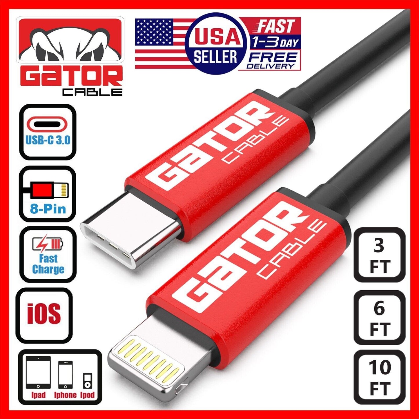 USB-C Charger Cable PD 20W Fast Charge For iPhone 7 8 X 11 12 13 14 Pro Max Plus