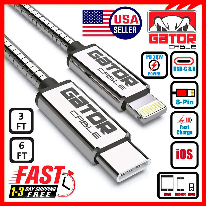 USB-C Charger Cable PD 20W Fast Charge For iPhone 7 8 X 11 12 13 14 Pro Max Plus