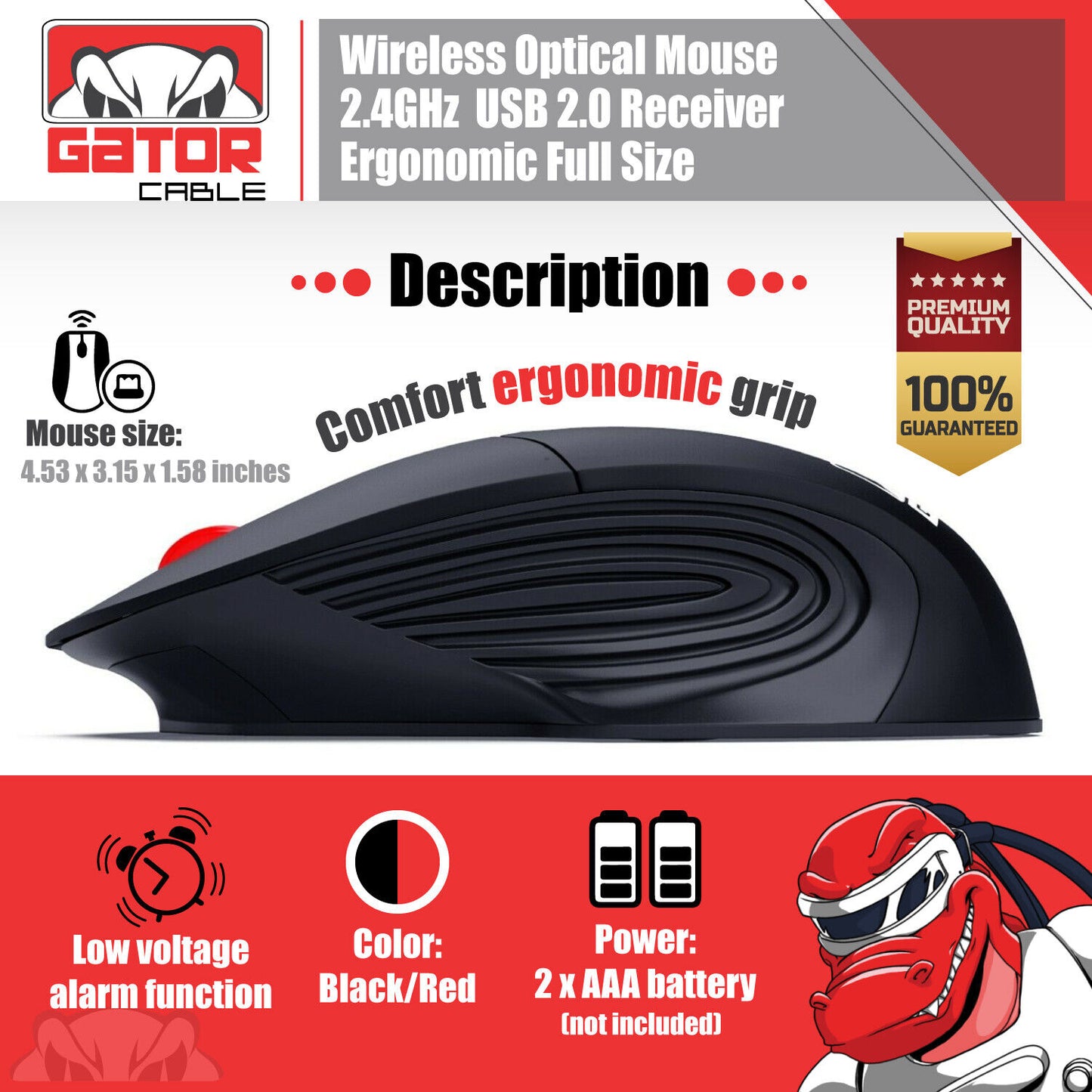 Wireless Optical Gaming Mouse 2.4GHz USB 3.0 Receiver For PC Laptop Computer