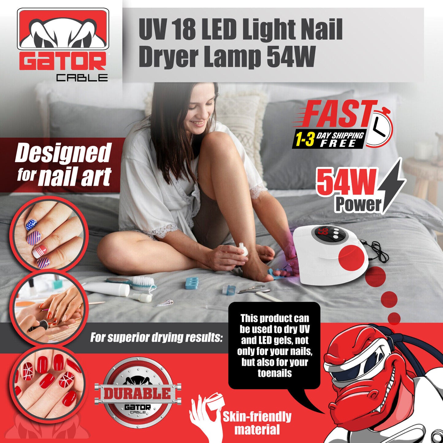 Ultraviolet UV Light LED Nail Gel Polish Dryer Lamp Manicure Curing Machine 54W