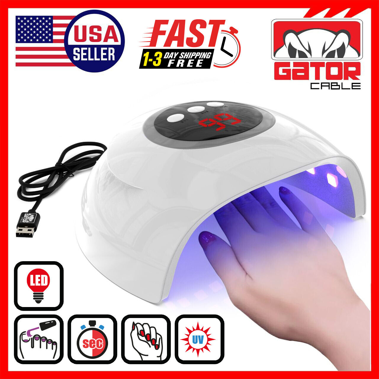 Ultraviolet UV Light LED Nail Gel Polish Dryer Lamp Manicure Curing Machine 54W