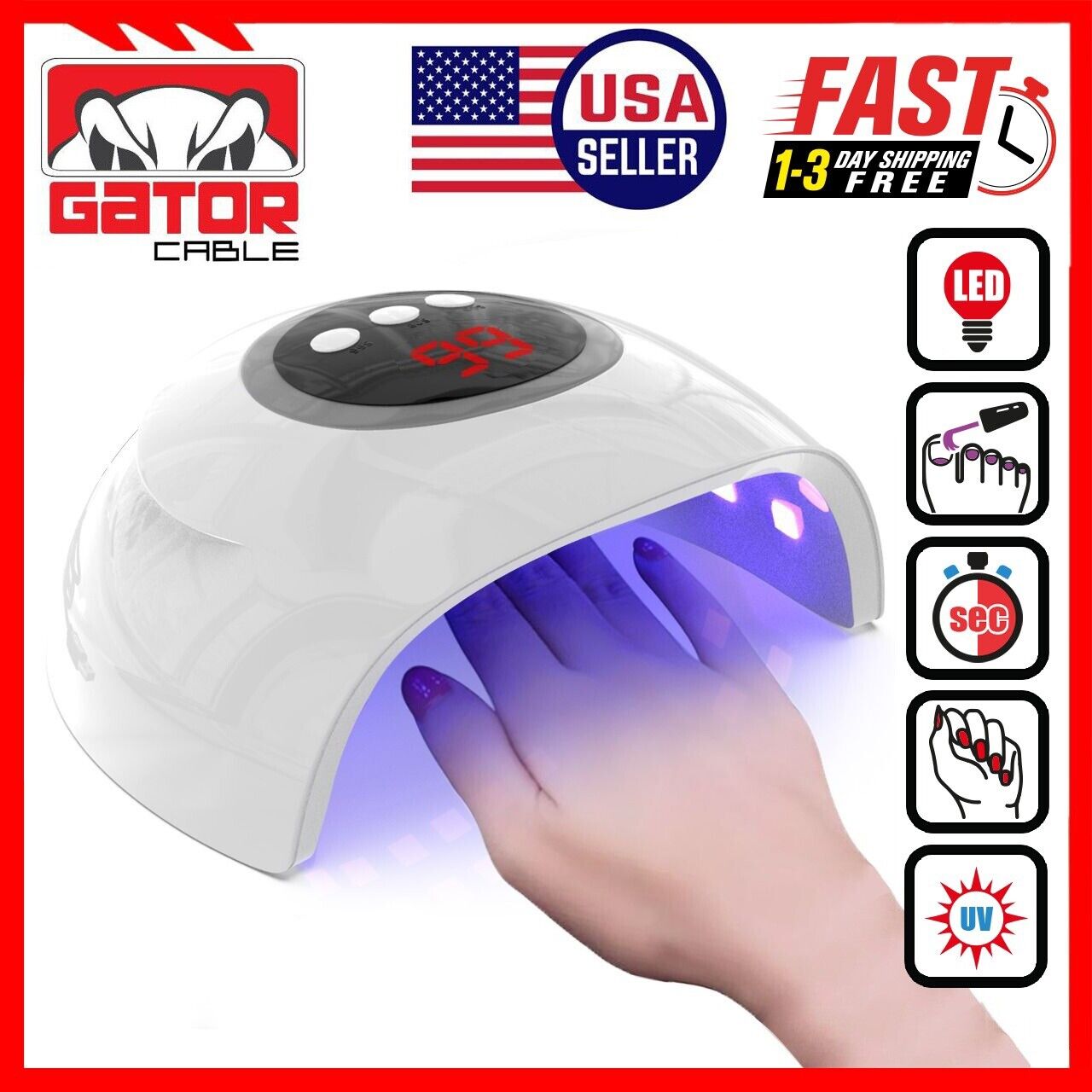 Ultraviolet UV Light LED Nail Gel Polish Dryer Lamp Manicure Curing Machine 54W