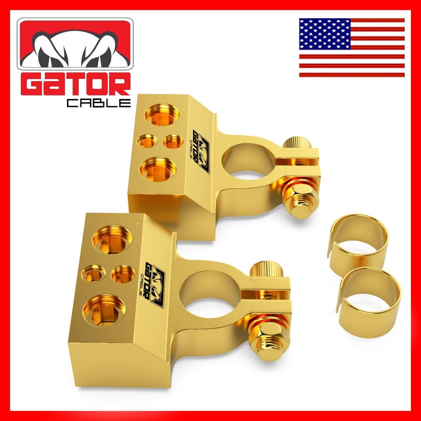 Car Battery Terminals Clamp Post 1/0 2 4 8 GA AWG Gauge Positive Negative Ports