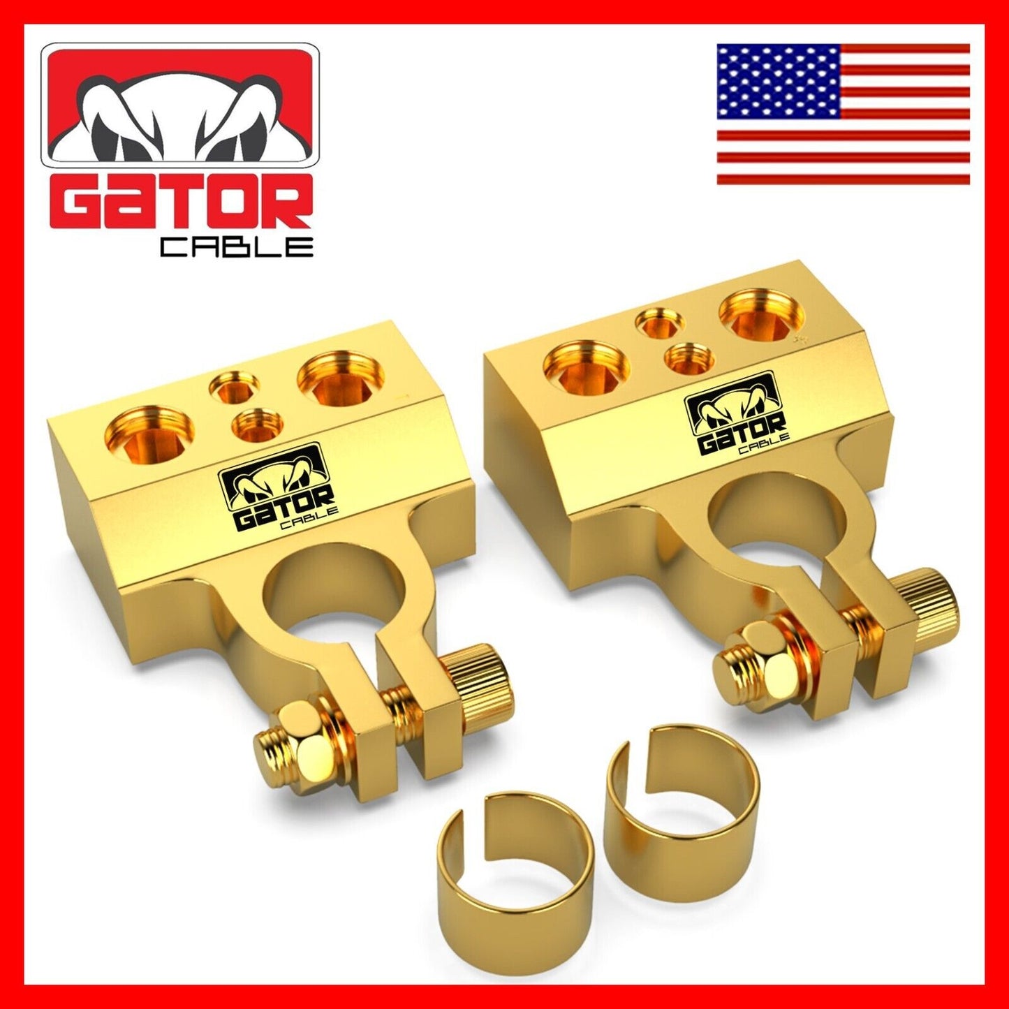 Car Battery Terminals Clamp Post 1/0 2 4 8 GA AWG Gauge Positive Negative Ports