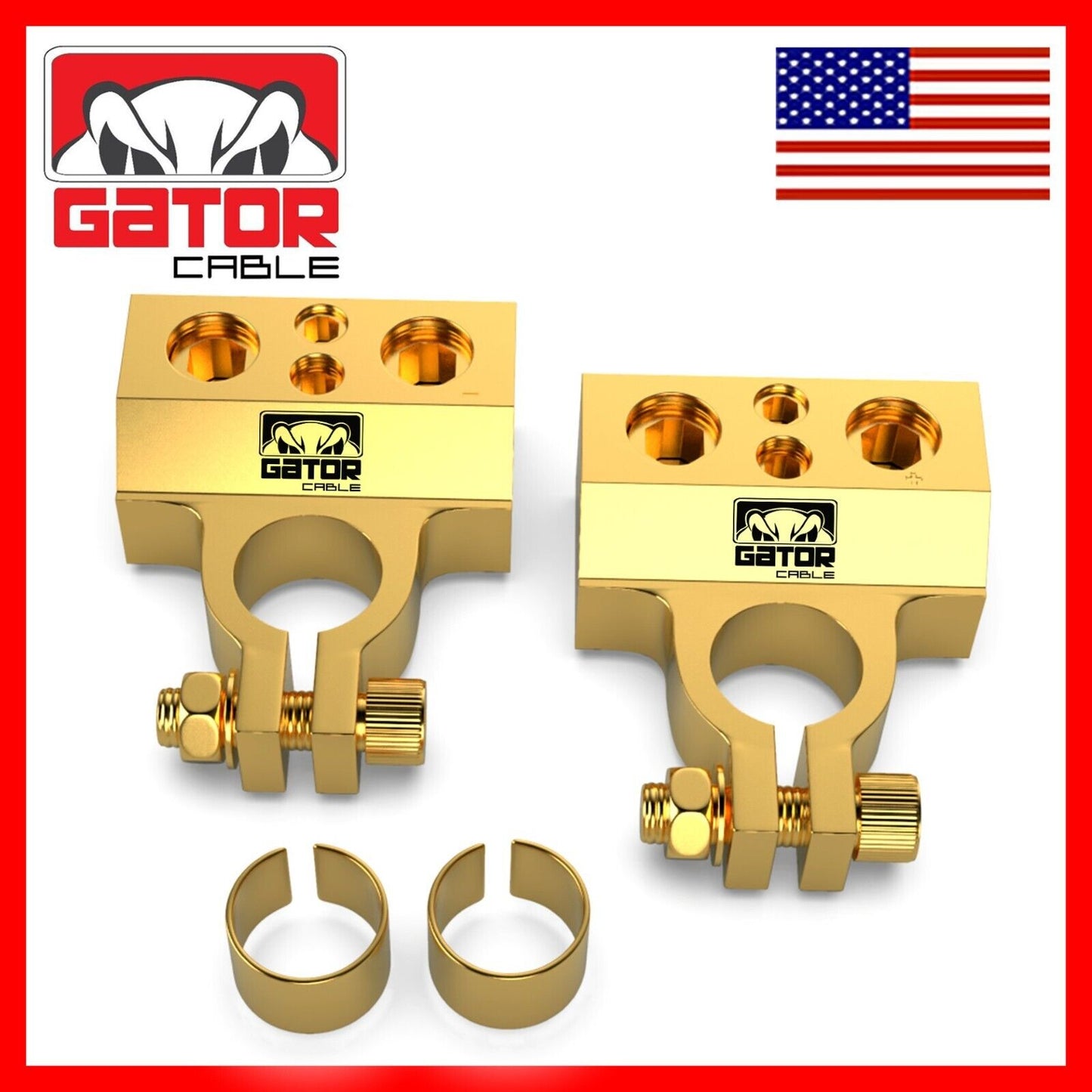 Car Battery Terminals Clamp Post 1/0 2 4 8 GA AWG Gauge Positive Negative Ports