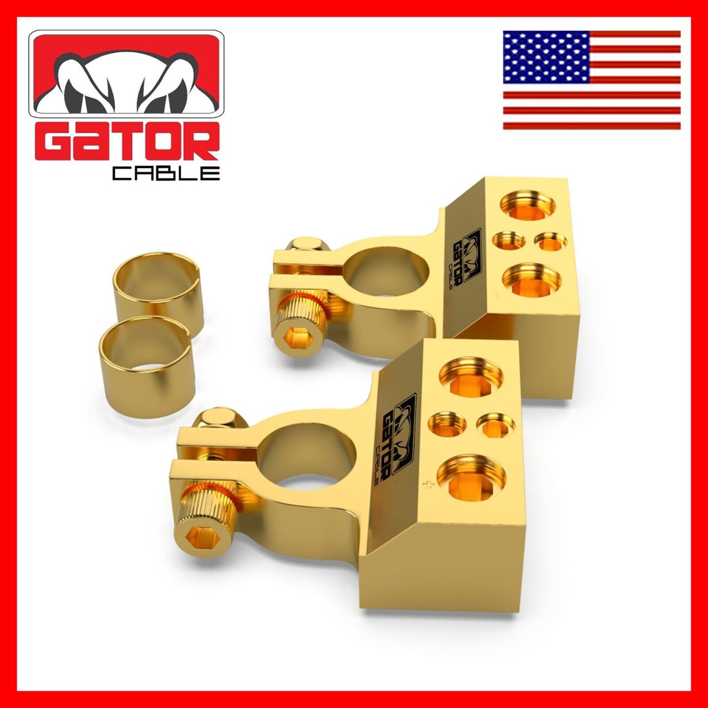 Car Battery Terminals Clamp Post 1/0 2 4 8 GA AWG Gauge Positive Negative Ports