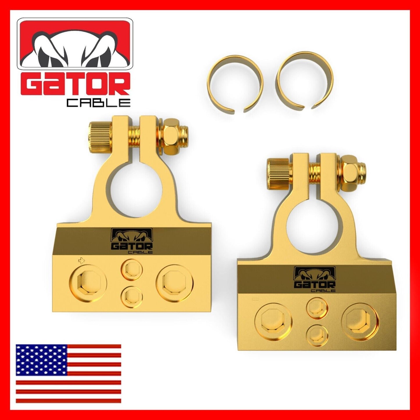 Car Battery Terminals Clamp Post 1/0 2 4 8 GA AWG Gauge Positive Negative Ports