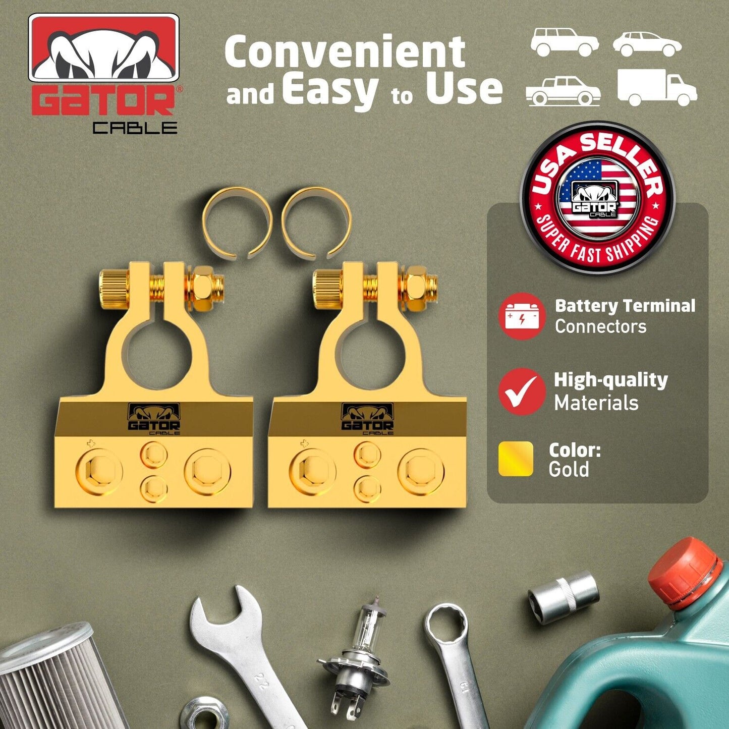 Car Battery Terminals Clamp Post 1/0 2 4 8 GA AWG Gauge Positive Negative Ports