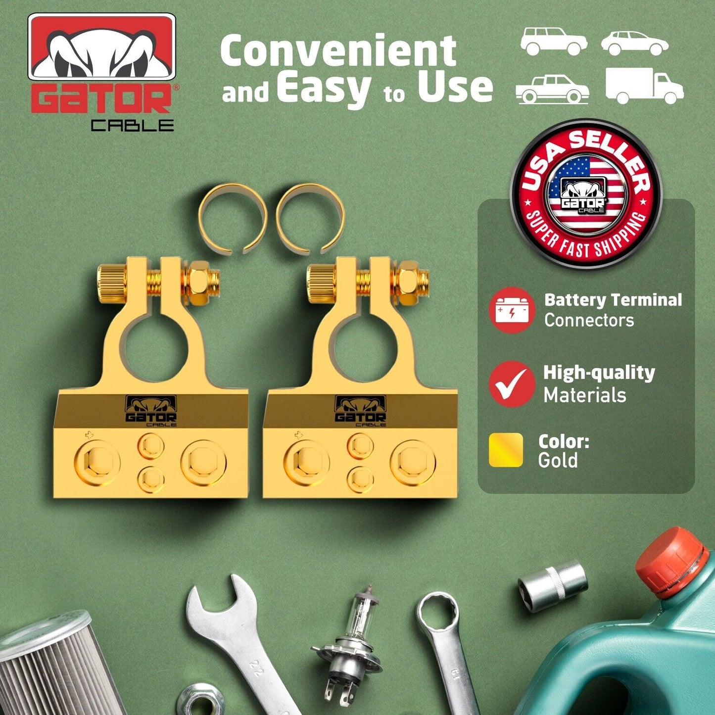 Car Battery Terminals Clamp Post 1/0 2 4 8 GA AWG Gauge Positive Negative Ports