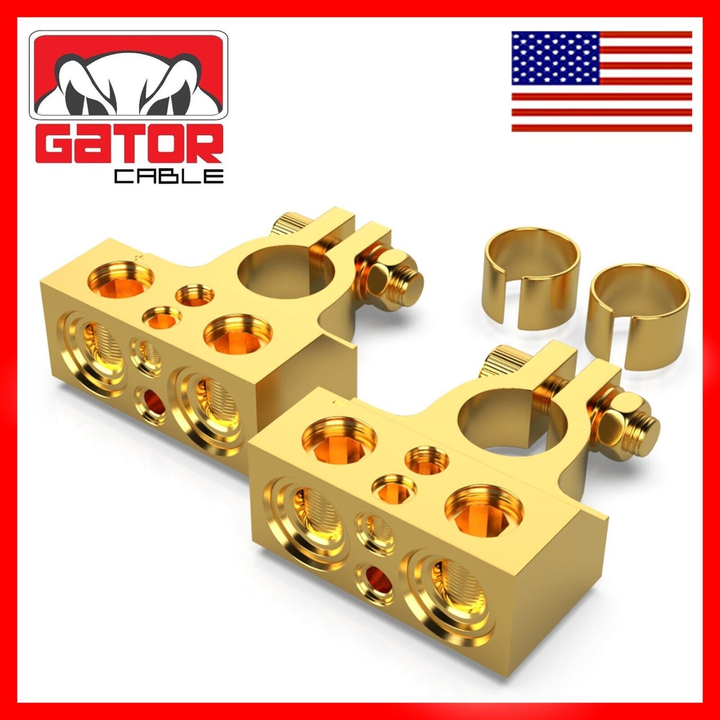 Car Battery Terminals Clamp Post 1/0 2 4 8 GA AWG Gauge Positive Negative Ports